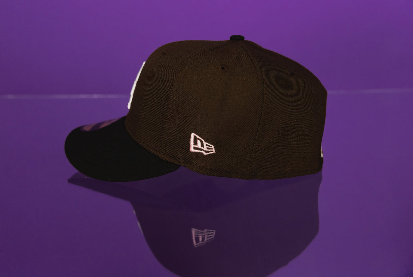 NEW ERA EXCLUSIVE 59FIFTY BROWN/BLACK LOS ANGELES DODGERS W/ 1980 ASG SIDE PATCH + 1ST WORLD SERIES PATCH