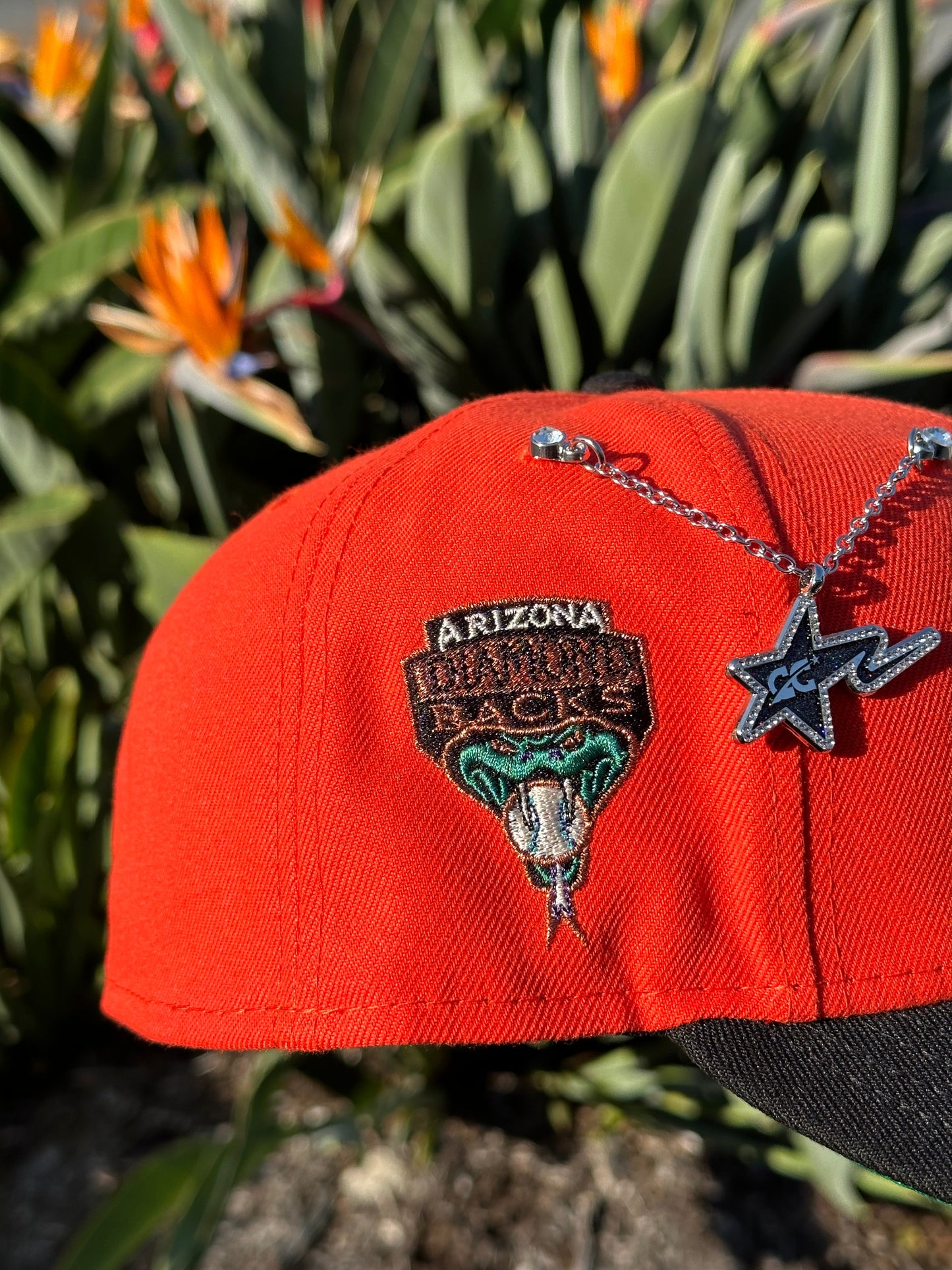 NEW ERA EXCLUSIVE 59FIFTY NEON ORANGE/BLACK ARIZONA DIAMONDBACKS SCRIPT W/ "AZ DIAMONDBACKS" PATCH