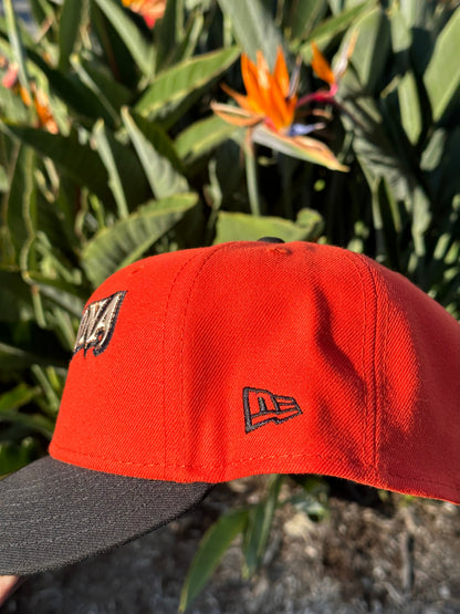 NEW ERA EXCLUSIVE 59FIFTY NEON ORANGE/BLACK ARIZONA DIAMONDBACKS SCRIPT W/ "AZ DIAMONDBACKS" PATCH