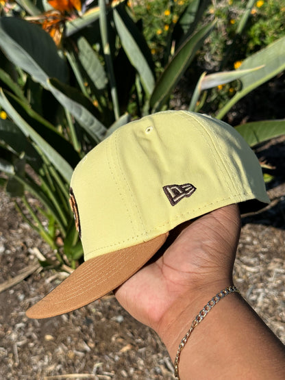 NEW ERA EXCLUSIVE 59FIFTY YELLOW/KHAKI CHICAGO CUBS W/ 1990 ALL STAR GAME PATCH