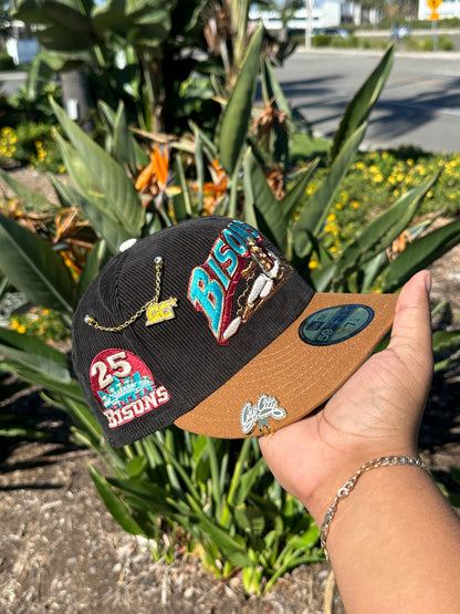 NEW ERA EXCLUSIVE 59FIFTY CORDUROY/KAHKI BUFFALO BISONS W/ 25TH ANNIVERSARY PATCH