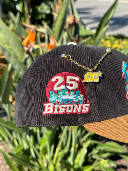 NEW ERA EXCLUSIVE 59FIFTY CORDUROY/KAHKI BUFFALO BISONS W/ 25TH ANNIVERSARY PATCH