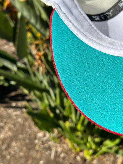 NEW ERA EXCLUSIVE 59FIFTY CHROME WHITE/BURGUNDY LOS ANGELES DODGERS W/ 100TH ANNIVERSARY PATCH
