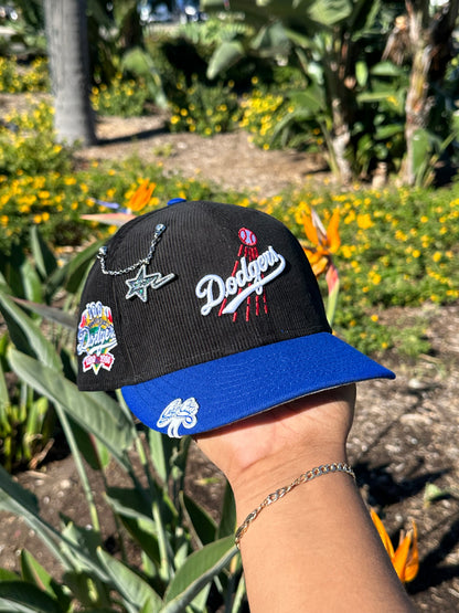 NEW ERA EXCLUSIVE 59FIFTY CORDUROY/BLUE LOS ANGELES DODGERS W/ 100TH ANNIVERSARY SIDE PATCH