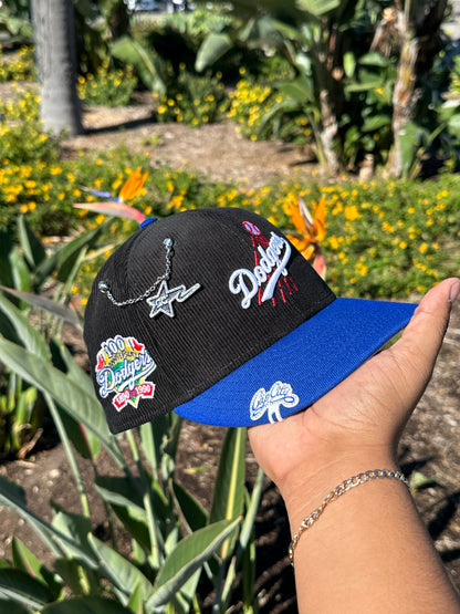 NEW ERA EXCLUSIVE 59FIFTY CORDUROY/BLUE LOS ANGELES DODGERS W/ 100TH ANNIVERSARY SIDE PATCH