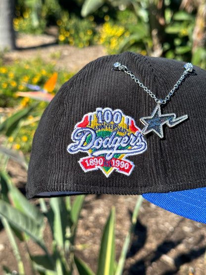 NEW ERA EXCLUSIVE 59FIFTY CORDUROY/BLUE LOS ANGELES DODGERS W/ 100TH ANNIVERSARY SIDE PATCH