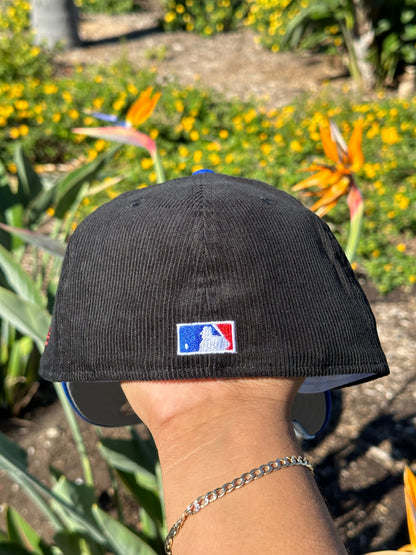 NEW ERA EXCLUSIVE 59FIFTY CORDUROY/BLUE LOS ANGELES DODGERS W/ 100TH ANNIVERSARY SIDE PATCH
