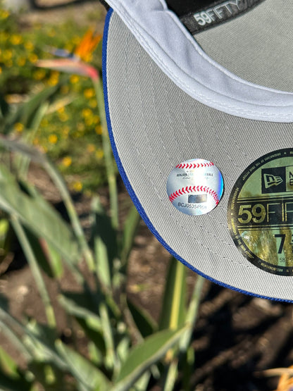 NEW ERA EXCLUSIVE 59FIFTY CORDUROY/BLUE LOS ANGELES DODGERS W/ 100TH ANNIVERSARY SIDE PATCH
