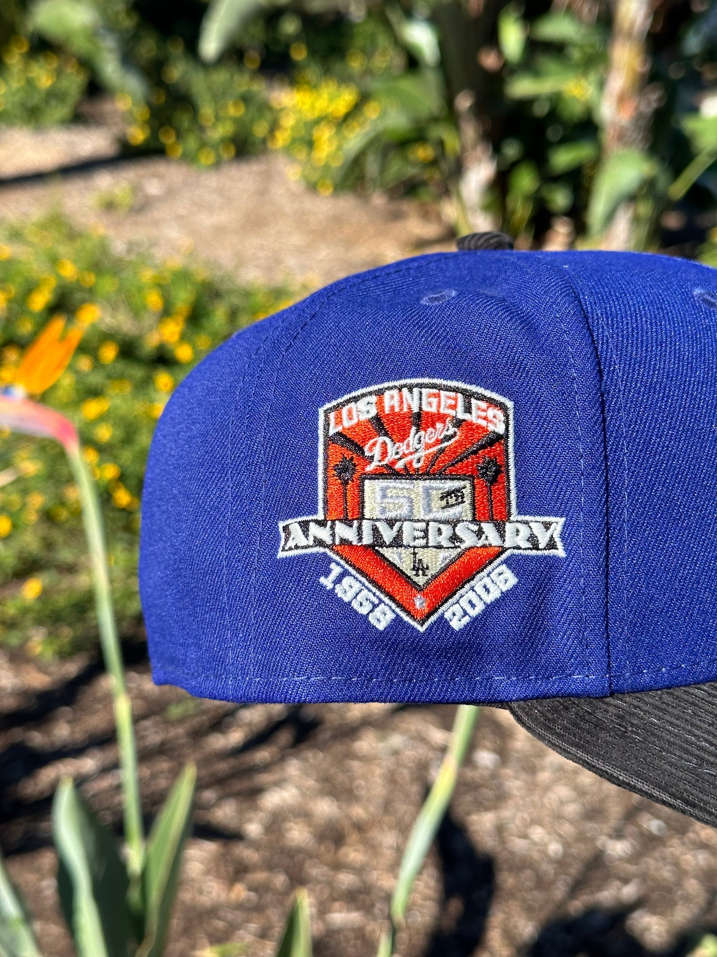 NEW ERA EXCLUSIVE 59FIFTY BLUE/CORDUROY LOS ANGELES DODGERS W/ 50TH ANNIVERSARY SIDE PATCH