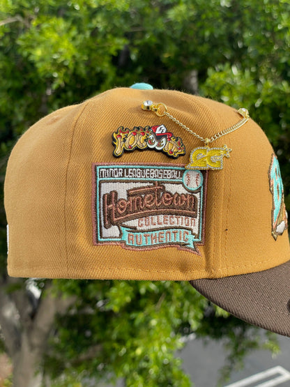 NEW ERA EXCLUSIVE 59FIFTY TAN/WALNUT BUFFALO BISONS W/ HOMETOWN COLLECTION PATCH