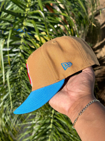 NEW ERA EXCLUSIVE 59FIFTY KHAKI/SKY BLUE SEATTLE MARINERS W/ 30TH ANNIVERSARY PATCH
