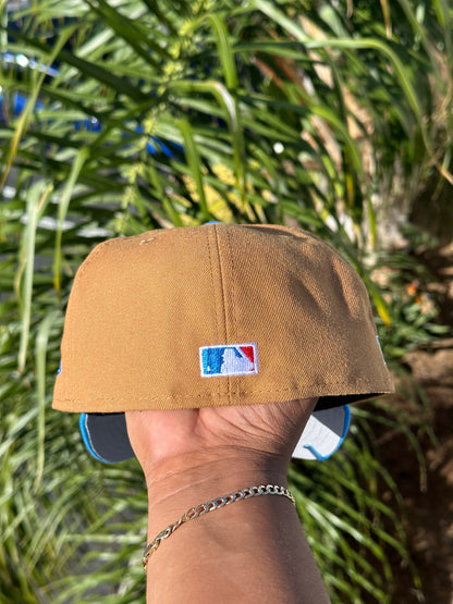 NEW ERA EXCLUSIVE 59FIFTY KHAKI/SKY BLUE SEATTLE MARINERS W/ 30TH ANNIVERSARY PATCH