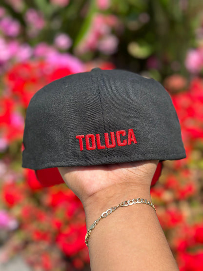 NEW ERA EXCLUSIVE 59FIFTY BLACK "CLUB DEPORTIVO TOLUCA" W/ MEXICO FLAG SIDE PATCH