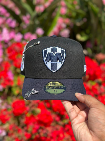 NEW ERA EXCLUSIVE 59FIFTY BLACK/NAVY "CLUB MONTERREY" W/ CLUB DE FUTBOL MONTERREY SIDE PATCH