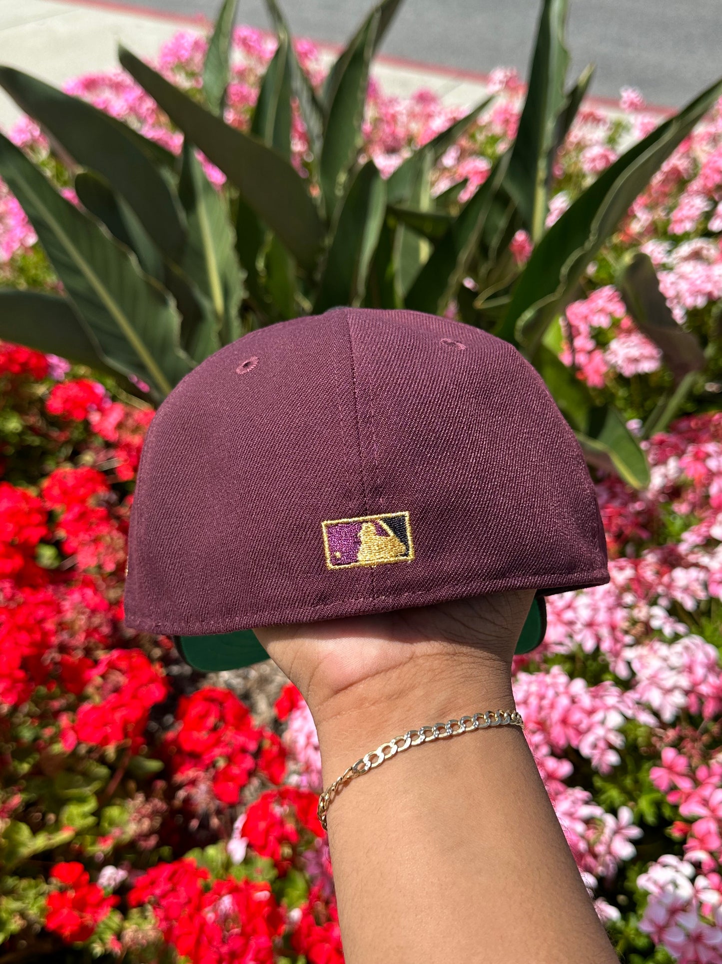 NEW ERA EXCLUSIVE 59FIFTY MAROON RED/BLACK LOS ANGELES DODGERS W/ 40TH ANNIVERSARY SIDE PATCH