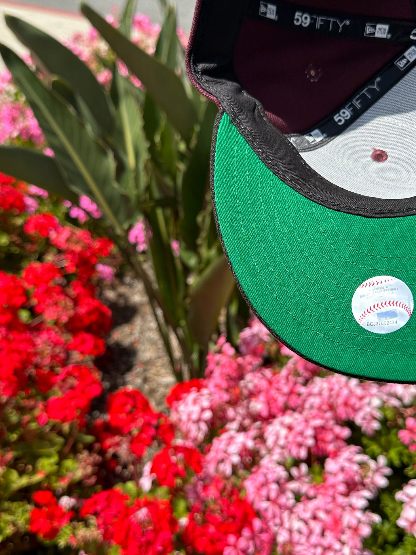 NEW ERA EXCLUSIVE 59FIFTY MAROON RED/BLACK LOS ANGELES DODGERS W/ 40TH ANNIVERSARY SIDE PATCH