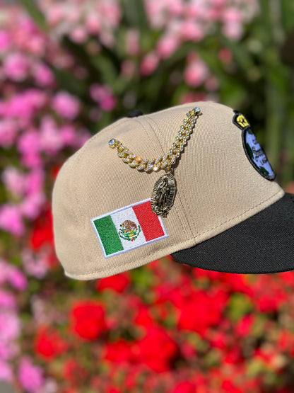 NEW ERA EXCLUSIVE 59FIFTY KHAKI/BLACK "SANTOS LAGUNA" W/ MEXICO FLAG SIDEPATCH