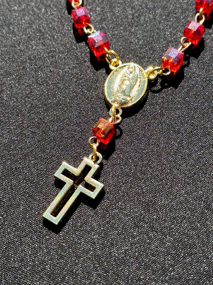NEW' RED EXCLUSIVE ROSARY STYLE "VIRGENCITA" CHAIN (VERY LIMITED)