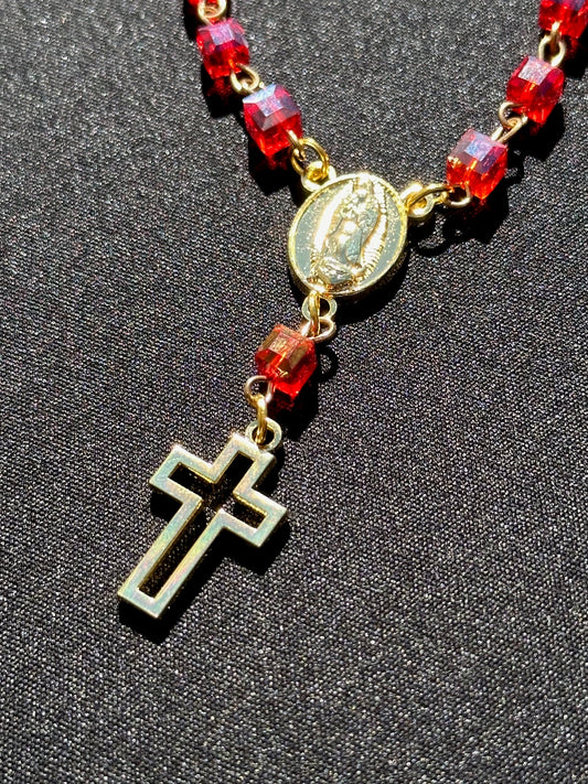 NEW' RED EXCLUSIVE ROSARY STYLE "VIRGENCITA" CHAIN (VERY LIMITED)