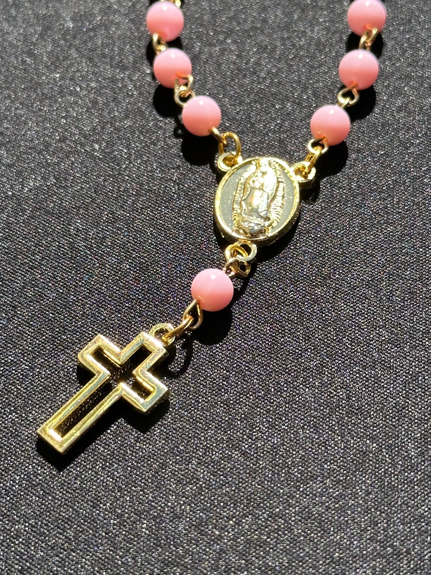 NEW' PINK EXCLUSIVE ROSARY STYLE "VIRGENCITA" CHAIN (VERY LIMITED)