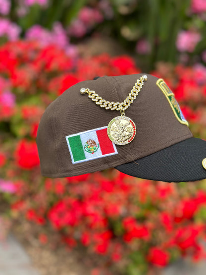 NEW ERA EXCLUSIVE 59FIFTY MOCHA/BLACK "CLUB LEON" W/ MEXICO FLAG SIDE PATCH