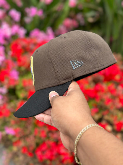 NEW ERA EXCLUSIVE 59FIFTY MOCHA/BLACK "CLUB LEON" W/ MEXICO FLAG SIDE PATCH