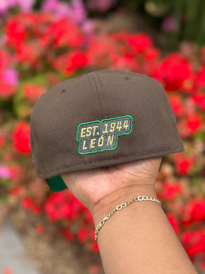 NEW ERA EXCLUSIVE 59FIFTY MOCHA/BLACK "CLUB LEON" W/ MEXICO FLAG SIDE PATCH
