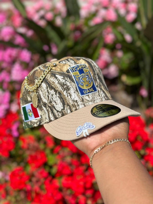 NEW ERA EXCLUSIVE 59FIFTY REALTREE/KHAKI "CLUB TIGRES UANL" W/ MEXICO FLAG SIDE PATCH