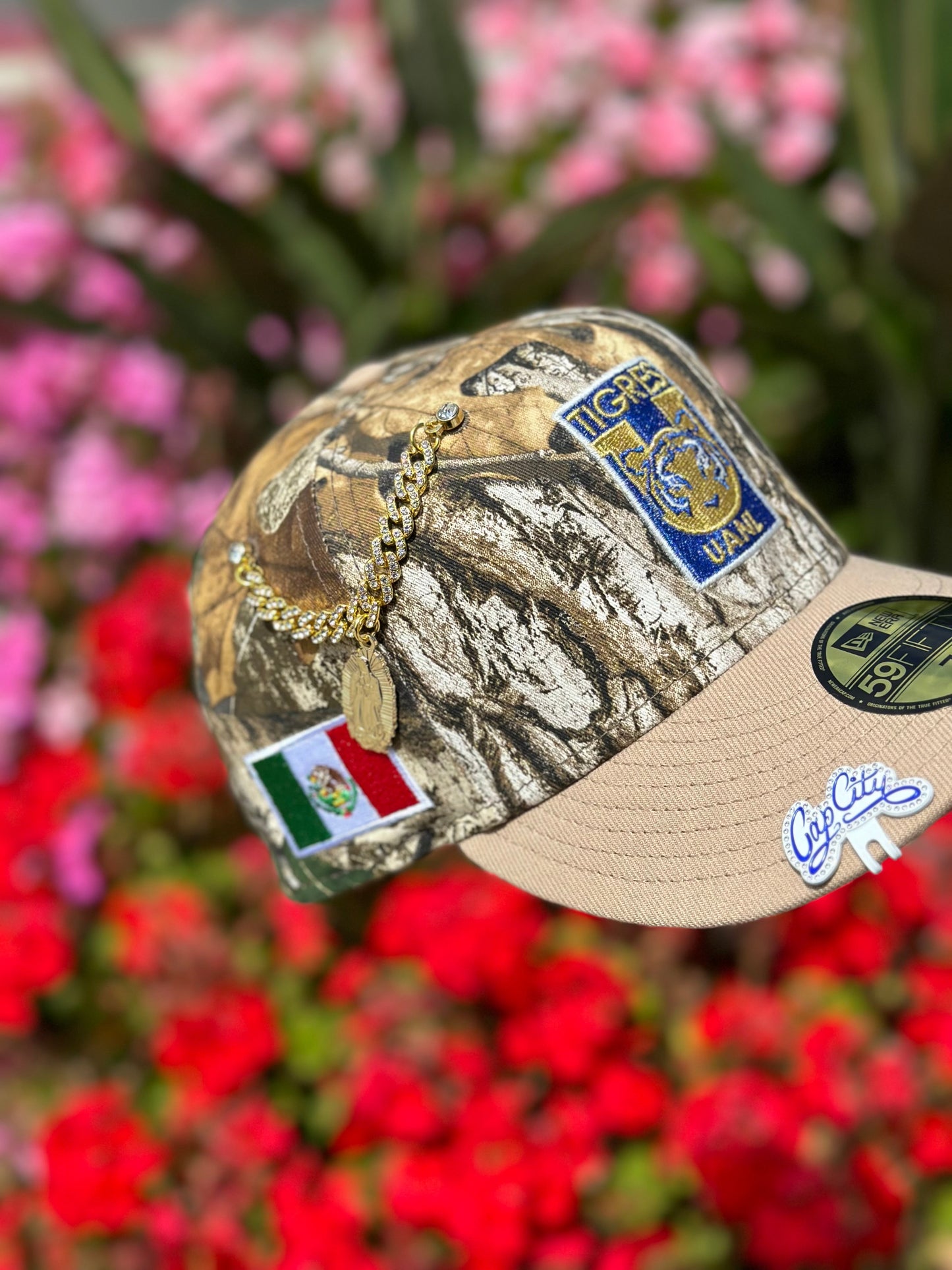 NEW ERA EXCLUSIVE 59FIFTY REALTREE/KHAKI "CLUB TIGRES UANL" W/ MEXICO FLAG SIDE PATCH
