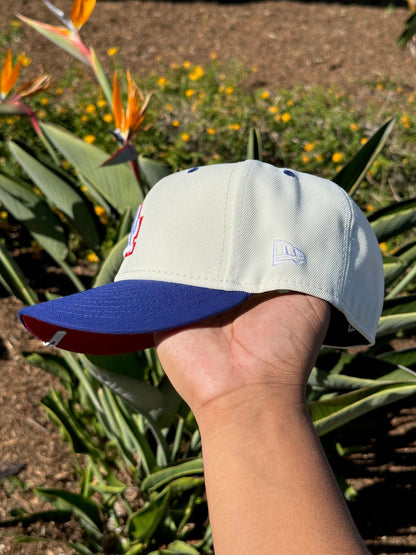 NEW ERA EXCLUSIVE 59FIFTY CHROME WHITE/BLUE LOS ANGELES DODGERS W/ 60TH ANNIVERSARY SIDE PATCH