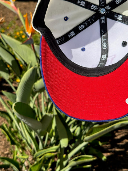 NEW ERA EXCLUSIVE 59FIFTY CHROME WHITE/BLUE LOS ANGELES DODGERS W/ 60TH ANNIVERSARY SIDE PATCH