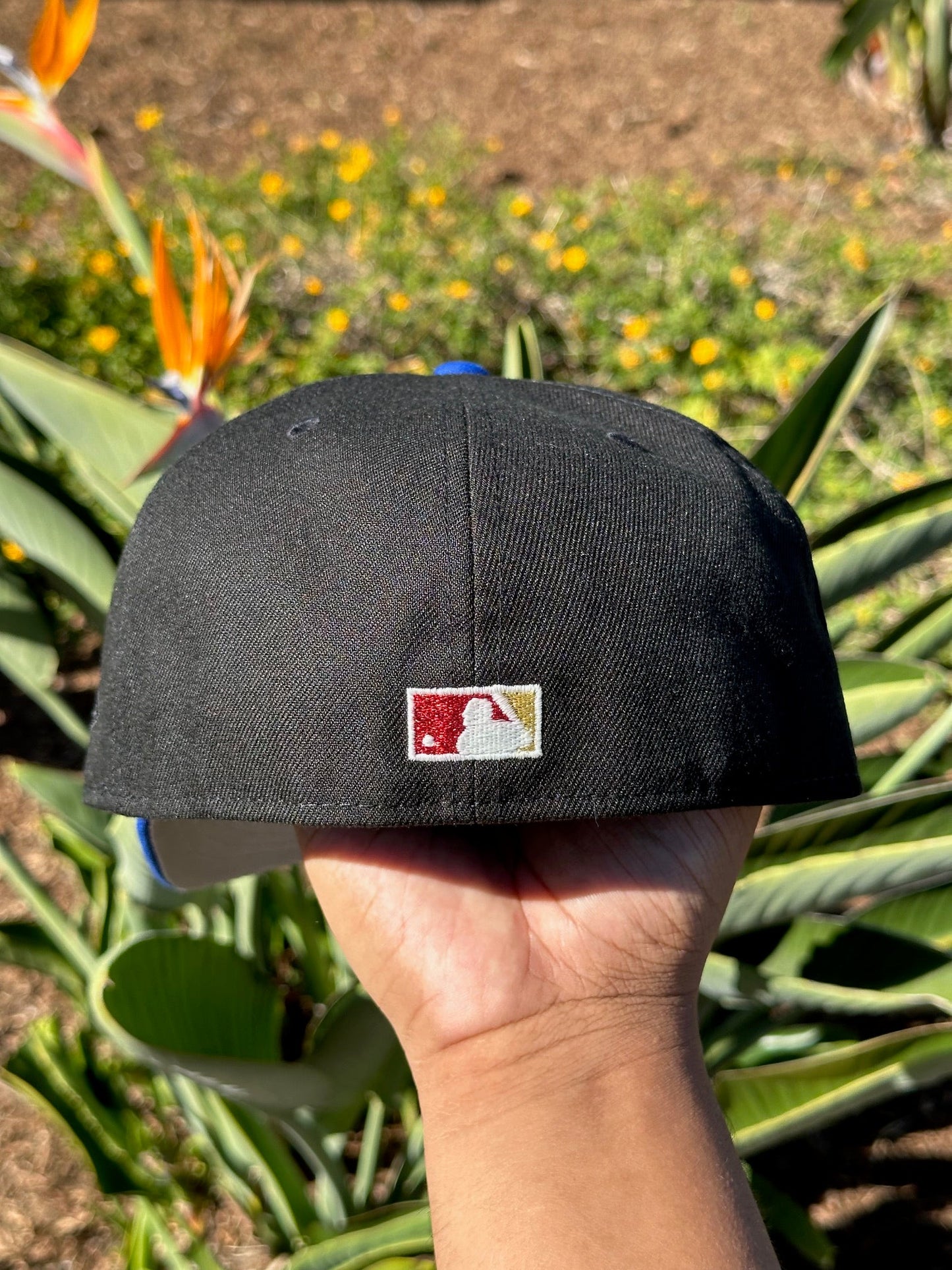 NEW ERA EXCLUSIVE 59FIFTY BLACK/BLUE LOS ANGELES DODGERS SCRIPT W/ 40TH ANNIVERSARY SIDE PATCH