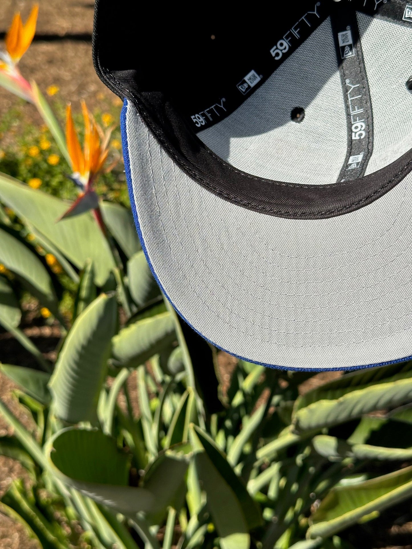 NEW ERA EXCLUSIVE 59FIFTY BLACK/BLUE LOS ANGELES DODGERS SCRIPT W/ 40TH ANNIVERSARY SIDE PATCH