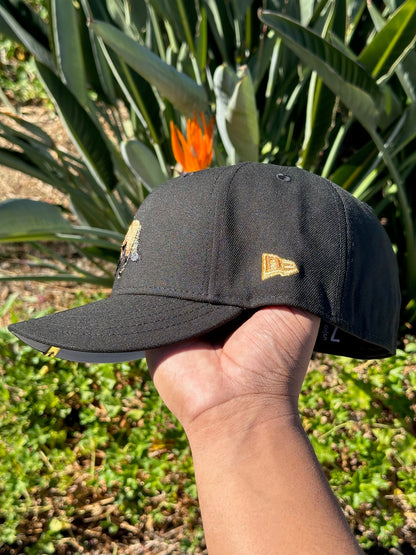 NEW ERA EXCLUSIVE 59FIFTY BLACK "STALLION" W/ AMERICAN FLAG SIDE PATCH