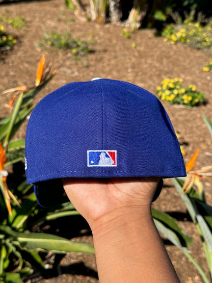 NEW ERA EXCLUSIVE 59FIFTY BLUE LOS ANGELES DODGERS W/ 50TH ANNIVERSARY SIDE PATCH