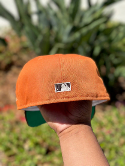 NEW ERA EXCLUSIVE 59FIFTY ORANGE/BROWN LOS ANGELES DODGERS W/ 60TH ANNIVERSARY SIDE PATCH