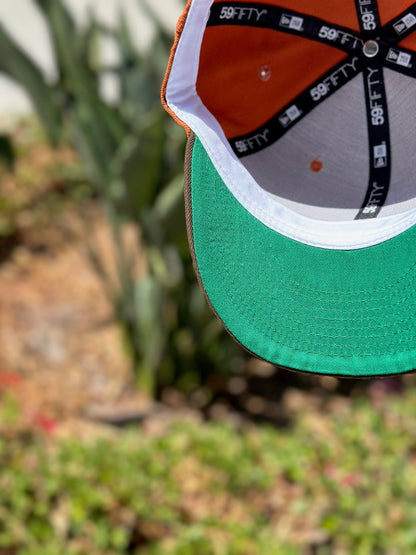 NEW ERA EXCLUSIVE 59FIFTY ORANGE/BROWN LOS ANGELES DODGERS W/ 60TH ANNIVERSARY SIDE PATCH