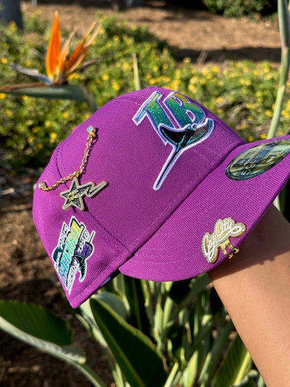 NEW ERA EXCLUSIVE 59FIFTY PURPLE TAMPA BAY RAYS W/ 1998 INAUGURAL SEASON SIDE PATCH