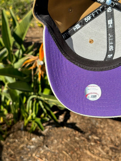NEW ERA EXCLUSIVE 59FIFTY KHAKI/CREAM LOS ANGELES DODGERS W/ 40TH ANNIVERSARY SIDE PATCH