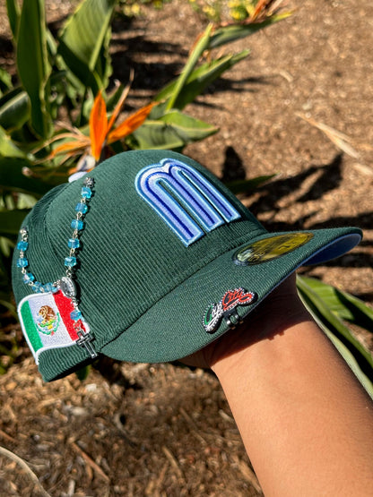NEW ERA EXCLUSIVE 59FIFTY GREEN CORDUROY MEXICO W/ MEXICO FLAG SIDE PATCH