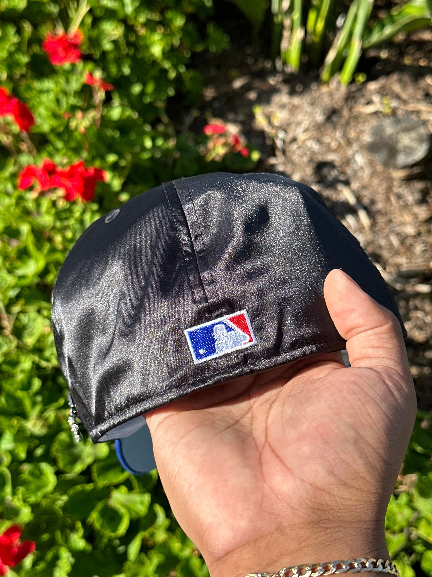 NEW ERA EXCLUSIVE 59FIFTY SATIN/BLUE LOS ANGELES DODGERS W/ 100TH ANNIVERSARY SIDEPATCH