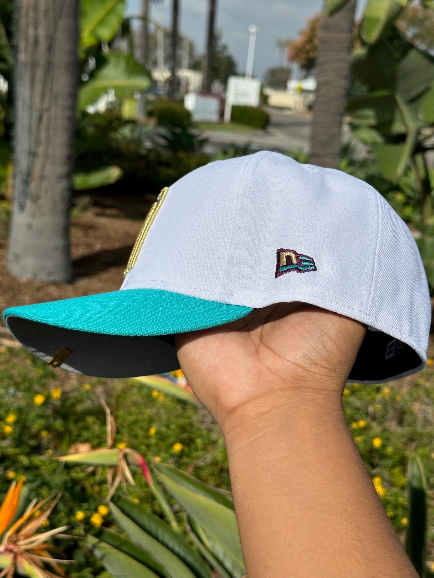 NEW ERA EXCLUSIVE 59FIFTY WHITE/TURQUOISE MEXICO W/ MEXICO FLAG SIDE PATCH