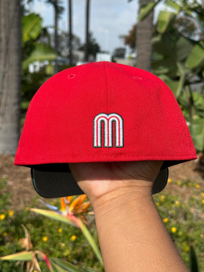 NEW ERA EXCLUSIVE 59FIFTY RED/FOREST GREEN MEXICO "EL GALLO" W/ MEXICO FLAG SIDE PATCH