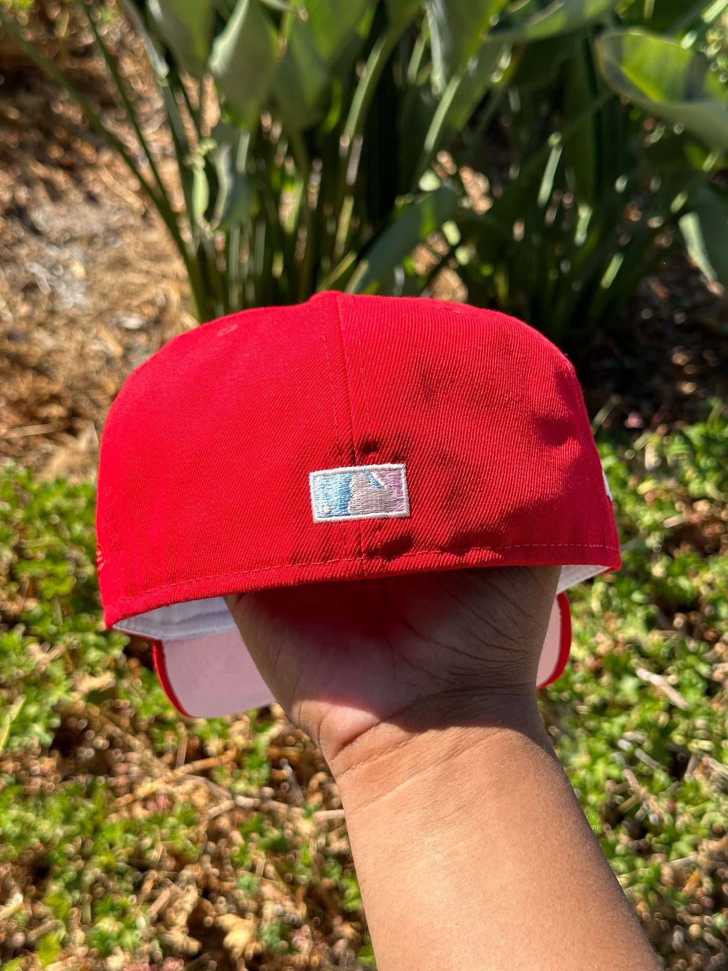 NEW ERA EXCLUSIVE 59FIFTY RED LOS ANGELES DODGERS W/ 60TH ANNIVERSARY SIDE PATCH