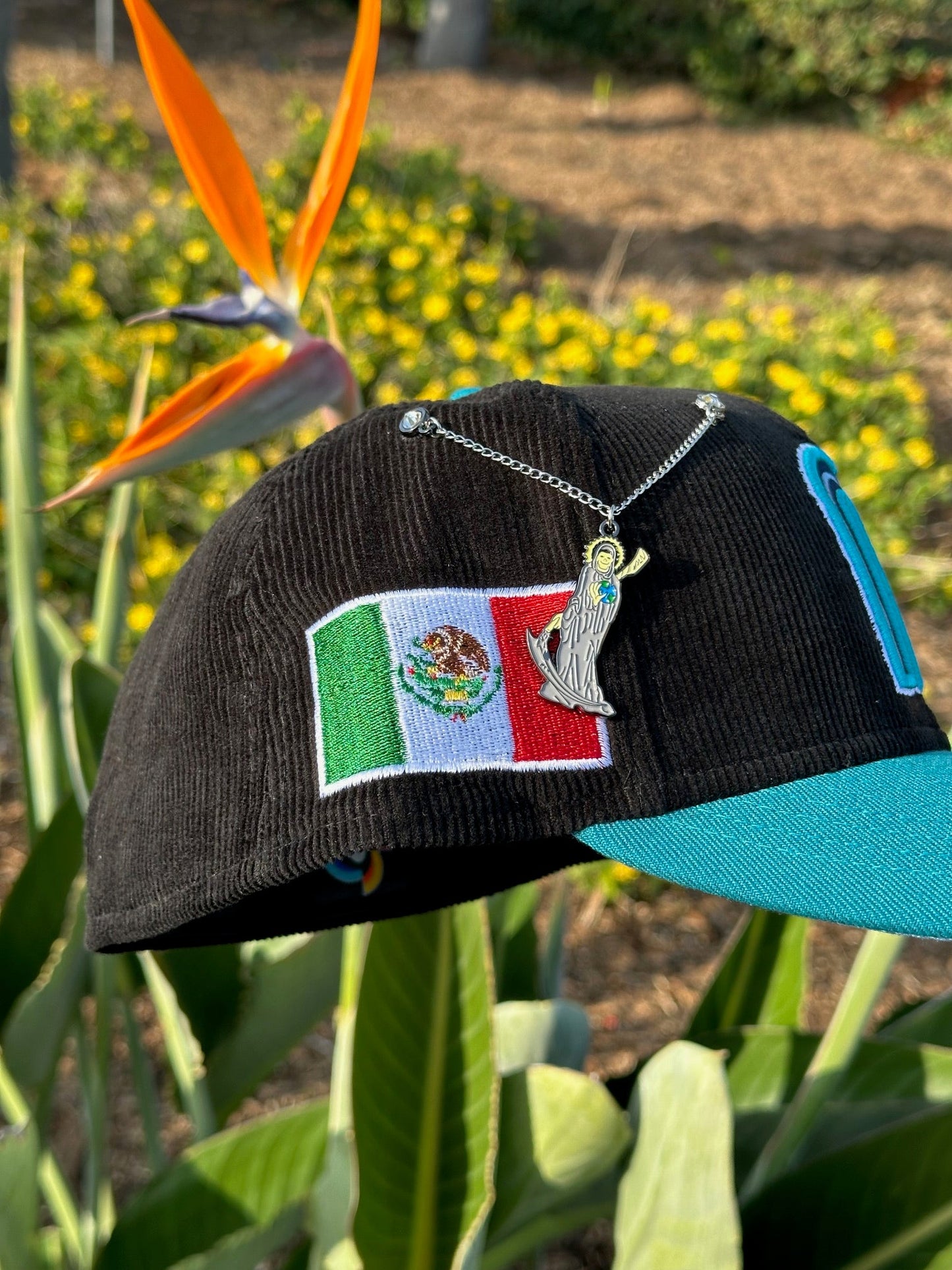 NEW ERA EXCLUSIVE 59FIFTY CORDUROY/TURQUOISE MEXICO W/ MEXICO FLAG SIDE PATCH