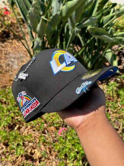 NEW ERA EXCLUSIVE 59FIFTY BLACK LOS ANGELES RAMS W/ PROBOWL SIDE PATCH