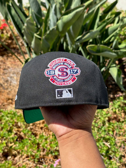 NEW ERA 59FIFTY BLACK CHICAGO WHITE SOX W/ WORLD SERIES EMBROIDERY PATCHES