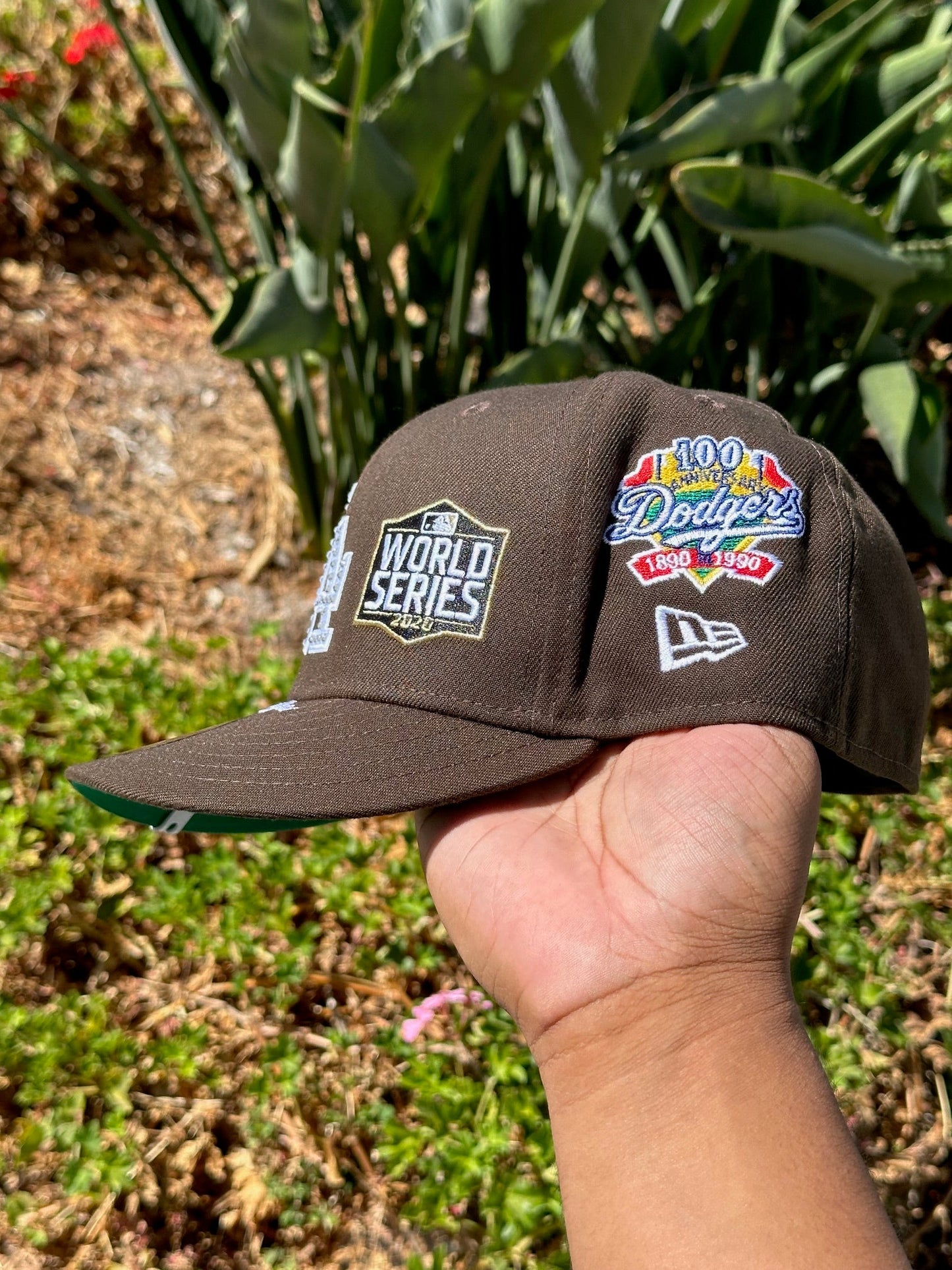 NEW ERA EXCLUSIVE 59FIFTY WALNUT LOS ANGELES DODGERS W/ WORLD SERIES EMBROIDERY PATCHES