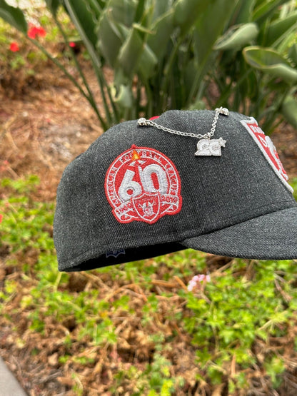 NEW ERA EXCLUSIVE 59FIFTY GREY WOOL LAS VEGAS RAIDERS W/ 60TH ANNIVERSARY SIDE PATCH
