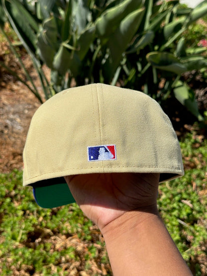 NEW ERA 59FIFTY VEGAS GOLD/BLUE ATLANTA BRAVES SCRIPT W/ 2017 INAUGURAL  SEASON SIDE PATCH